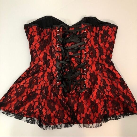 SEXY Lace Up Black & Red Bandeau Size 3X!! - Picture 2 of 10